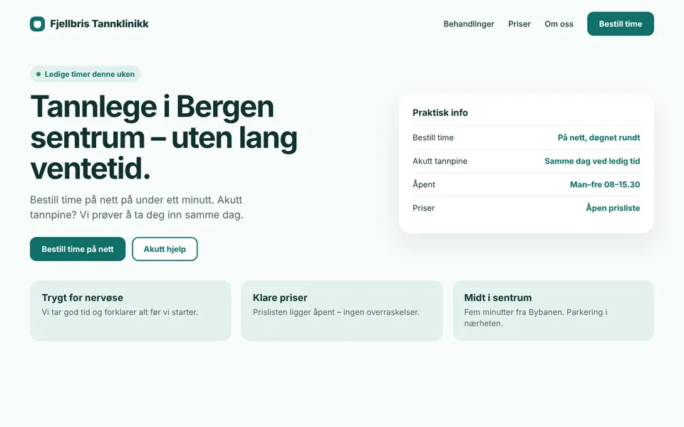 Fjellbris Tannklinikk — Forslag